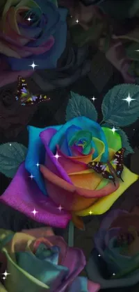 Rainbow Rose Flower Plant Live Wallpaper