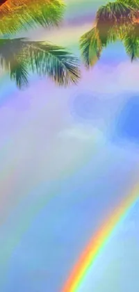 Bring paradise to your phone screen with this stunning Live Wallpaper of two palm trees swaying in the breeze while a beautiful rainbow spreads across a breathtaking sky