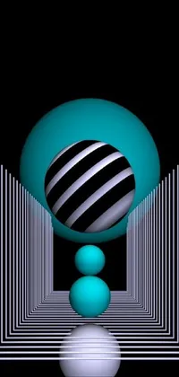 This stunning live wallpaper features two floating balls and an op art inspired background in black and teal