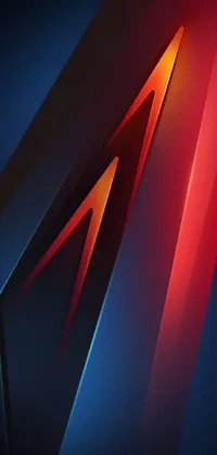 This phone live wallpaper features an abstract illusionism design, showing a close up of a red and blue background with metallic arrows