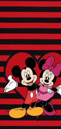 Experience the magic of Disney with this adorable phone live wallpaper featuring two beloved characters in a sweet embrace