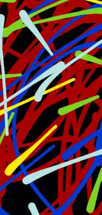 This phone live wallpaper showcases a stunning abstract drawing of colorful lines against a black background