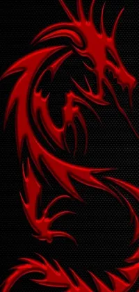 This live wallpaper for your phone depicts a metallic red dragon set against a black background