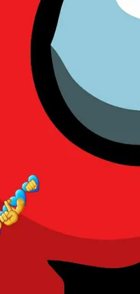 This live phone wallpaper showcases a colorful cartoon character with a toothbrush in its mouth, against a vibrant yellow, red and teal background
