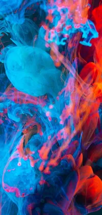 This Phone Live Wallpaper showcases stunning digital art with close-up shots of colored ink in water