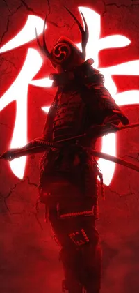 Samurai Standing in Red Light Live Wallpaper - free download