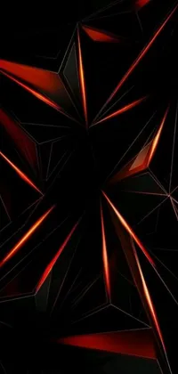 This phone live wallpaper showcases a dynamic digital design filled with geometric shapes in red and black shades