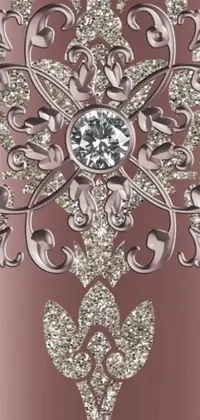 This exquisite phone live wallpaper showcases a breathtaking diamond brooch set against a soft pink background