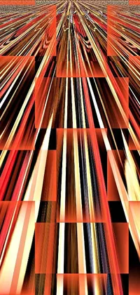This vibrant live wallpaper features an abstract illusionistic digital rendering with racing stripes in orange