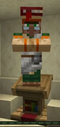 This dynamic live wallpaper encourages creativity by showcasing a heroic Minecraft villager in a vibrant pose