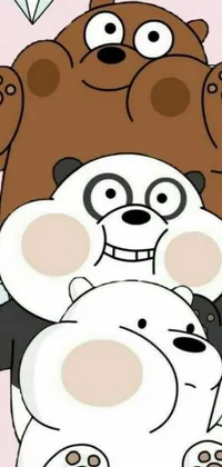 This charming phone live wallpaper showcases a delightful cartoon couple of bears sitting atop one another