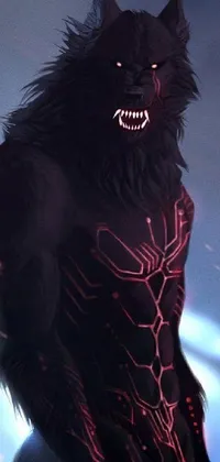 This phone live wallpaper features a close-up of a menacing demon costume with a glowing black aura
