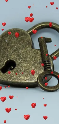 Looking for a stunning live wallpaper for your phone that exudes romance and elegance? Check out this heart-shaped lock with a key attached to it! This beautiful wallpaper boasts a textured base that adds visual depth and interest