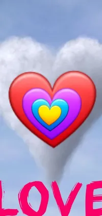 This heart-shaped cloud with the word "love" live wallpaper is inspired by digital art and is available for your phone