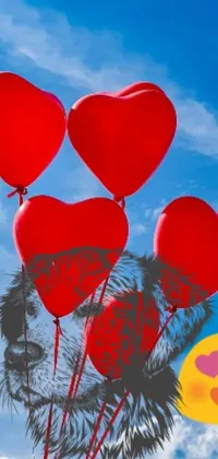 This pop art style live wallpaper features a tall tree with a bunch of red balloons atop