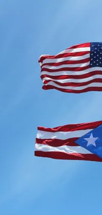 This dynamic live wallpaper features three flags flapping in the wind - American and Puerto Rican designs can be seen fluttering in the breeze