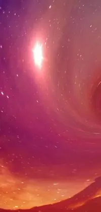This live phone wallpaper showcases a stunning spiral set against a space inspired background