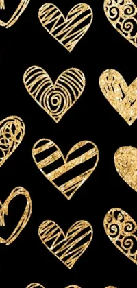 Impress your phone's screen with the stunning Gold Hearts Live Wallpaper