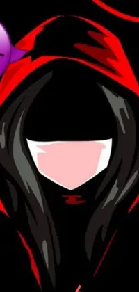 This phone live wallpaper features a close-up of a mysterious figure wearing a hoodie