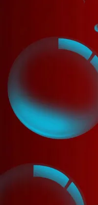 This phone live wallpaper showcases a captivating generative art piece featuring floating cyan bubbles atop a striking red surface