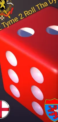 This live phone wallpaper features a red dice sitting on a table