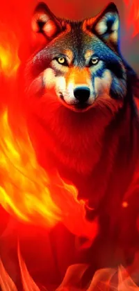 Get ready to have your phone screen ignited with this striking live wallpaper! Featuring a fierce wolf with glowing red eyes and bared teeth on a backdrop of vibrant, airbrushed flames, it creates a stunning visual experience