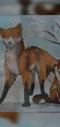 Red Fox Cartoon Carnivore Live Wallpaper