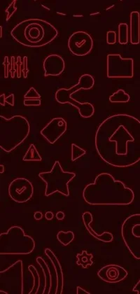 This live wallpaper features a striking design with red icons set against a black background