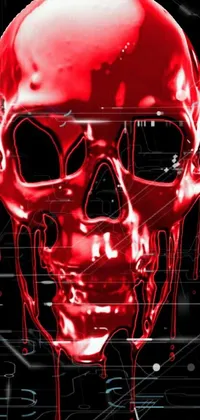This live wallpaper features a close-up of a red skull on a black background