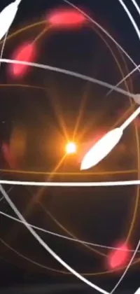 This live wallpaper showcases a beautiful kinetic art sculpture of a ball of light, encased in thick looping wires