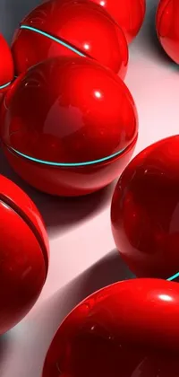 This live wallpaper features a stunning optical illusion with vibrantly colored red balls situated on a white table
