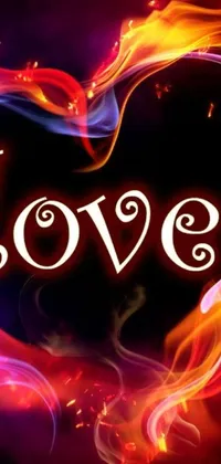 Upgrade your phone screen with the stunning Fire Heart Love wallpaper