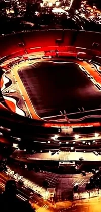 This live wallpaper showcases an aerial view of a stadium at night, providing a soothing, comfortable atmosphere