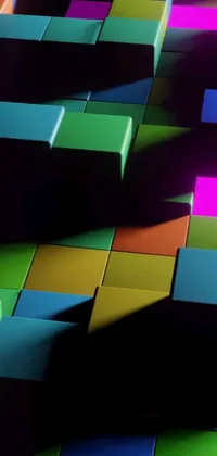 Looking for a dynamic and eye-catching live wallpaper for your phone? Look no further than this colorful and vibrant design! Featuring an array of interlocking cubes, this digital artwork draws inspiration from Kubisi art and color field painting techniques to create a mesmerizing visual effect