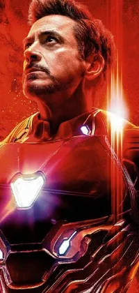 This phone live wallpaper features Iron Man in a poster-style art that boasts 8k resolution