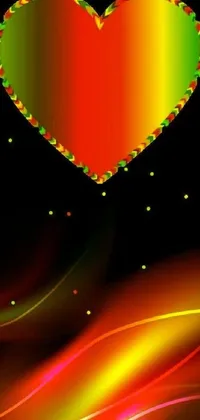 This phone live wallpaper is a visually stunning piece of digital art featuring a rainbow-colored heart that symbolizes love, set against a black background for maximum contrast