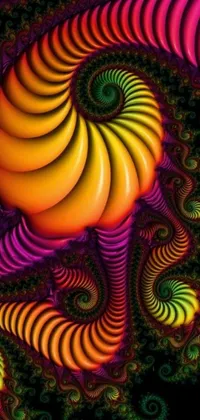 Captivate your phone screen with this mesmerizing spiral live wallpaper! It features a computer generated image of intricate fractal automata patterns, inspired by trending psychedelic art