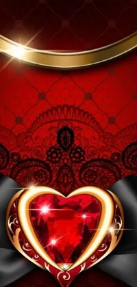 This red heart and black bow phone live wallpaper features vector art design by a contest winner