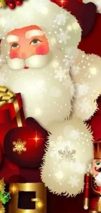 This live wallpaper for phone features a festive Santa Claus design that is elegantly ornate
