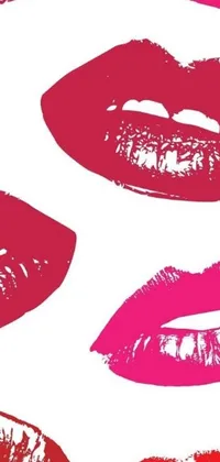 This playful live wallpaper features a group of red and pink lips on a white background, perfect for lovers of pop art and close-up imagery