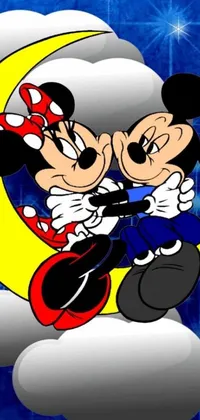This dynamic phone live wallpaper showcases an adorable and whimsical rendering of two famous cartoon characters in a playful pop art style