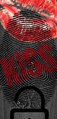 This phone live wallpaper features a stunning fingerprint with lips and padlock designed in bold pop art style