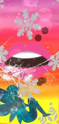 Looking for a vibrant and dynamic live wallpaper for your phone? Look no further than this colorful pop-art-inspired creation! Featuring a close-up of a sign adorned with snowflakes to set the winter mood, the image also includes a glowing mouth floating in the foreground, adding a touch of mystery and intrigue