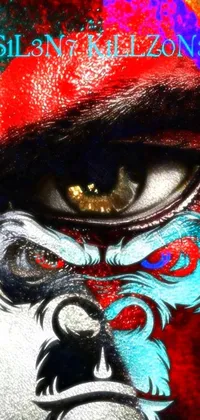 This live wallpaper is a close-up of a person's face adorned with colorful paint resembling the tengu mask commonly used in Japanese mythology