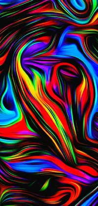 This live wallpaper is a stunning digital painting featuring fluid lines and shapes in an array of colorful hues