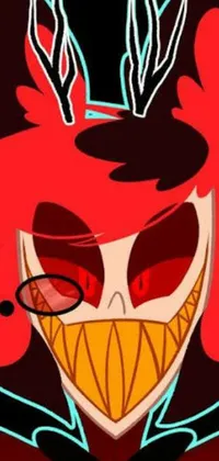 This phone live wallpaper showcases a menacing and evil cartoon character with red hair