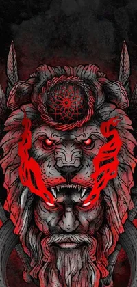 Behold the stunning Lion Live Wallpaper! The majestic king of the jungle is depicted with fiery red eyes and bold lines