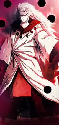 Looking for an eye-catching live phone wallpaper that features a man in a uniquely styled kimono with a torn white cape? Check out this design! Inspired by Kamisaka Sekka, this wallpaper emits an eerie red aura that is sure to captivate your attention