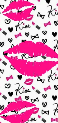 The delightful Pink Lips and Hearts Live Wallpaper is a stunning addition to your phone's home screen