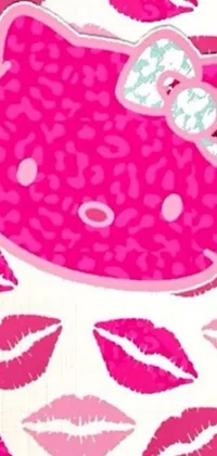 This phone live wallpaper showcases a digital rendering of the beloved Japanese character, Hello Kitty